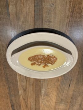 Soup on a wooden table