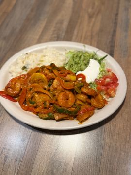 Colorful shrimp and vegetable dish