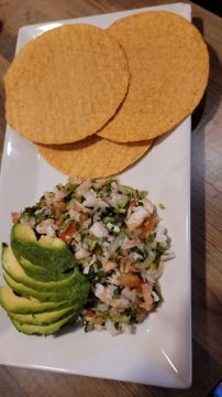 Mexican dish with tostadas and ceviche