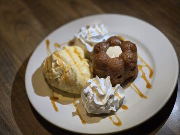 Cake and ice cream on a plate