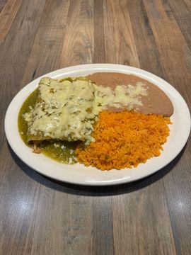 Enchiladas with rice and beans