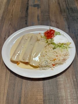 Mexican dish with creamy enchiladas