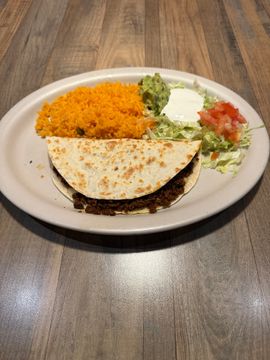 Taco with rice and salad