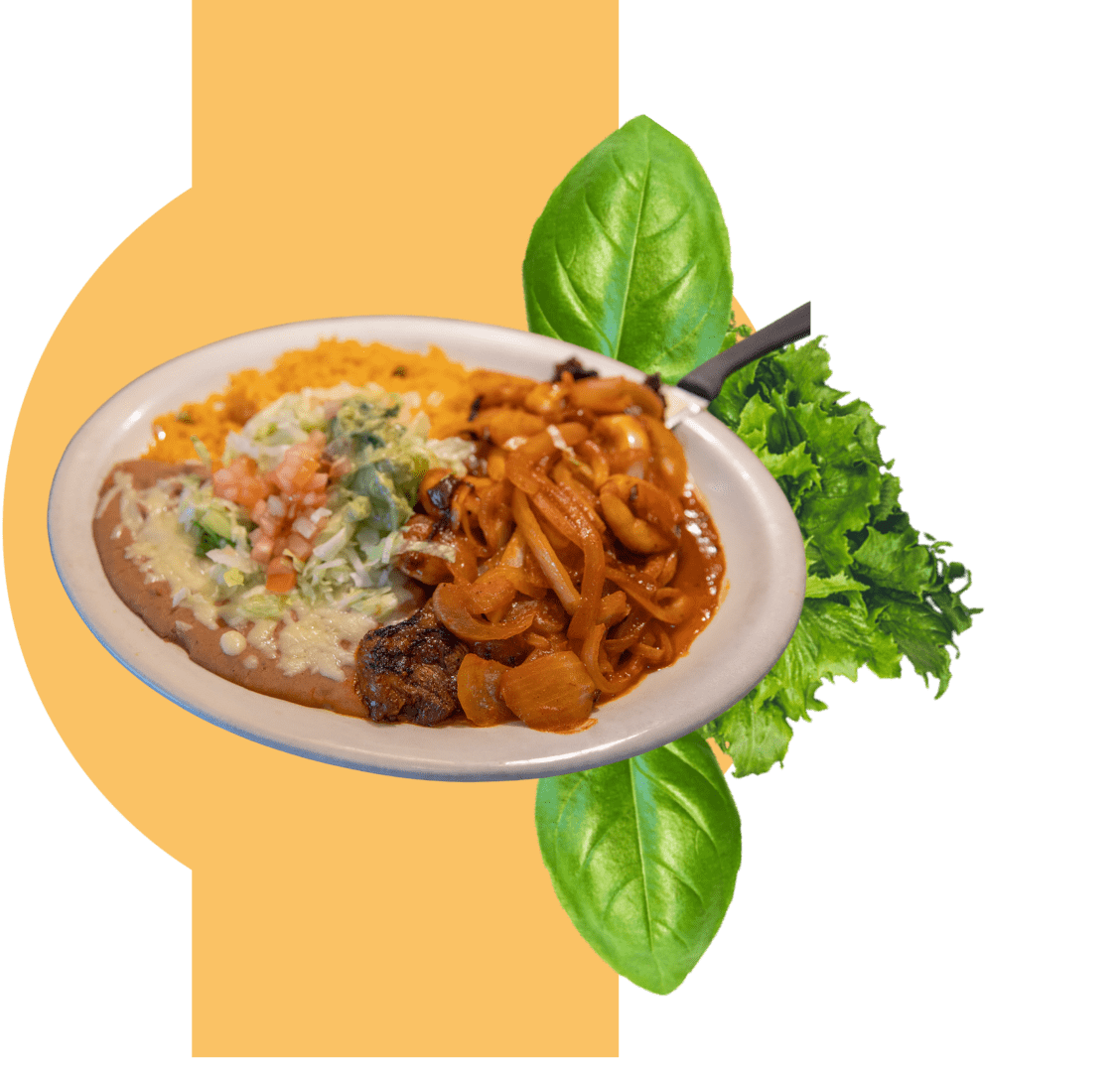 Mexican plate with rice, beans, and stew