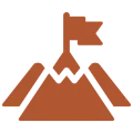 Flag on mountain peak icon